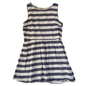 BeachLunchLounge Linen Striped Skater Dress Size XL Twee Autumn